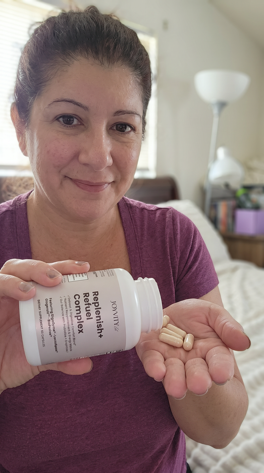 The nutrient piece: Replenish+ Refuel Complex  That last box is where a lot of people on smaller portions stay stuck — and it's exactly what we built Replenish+ for.
